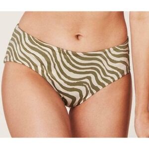 Andie Swim The Hipster Bikini Bottom Bias Stripe Olive size L NWT Style AB383
